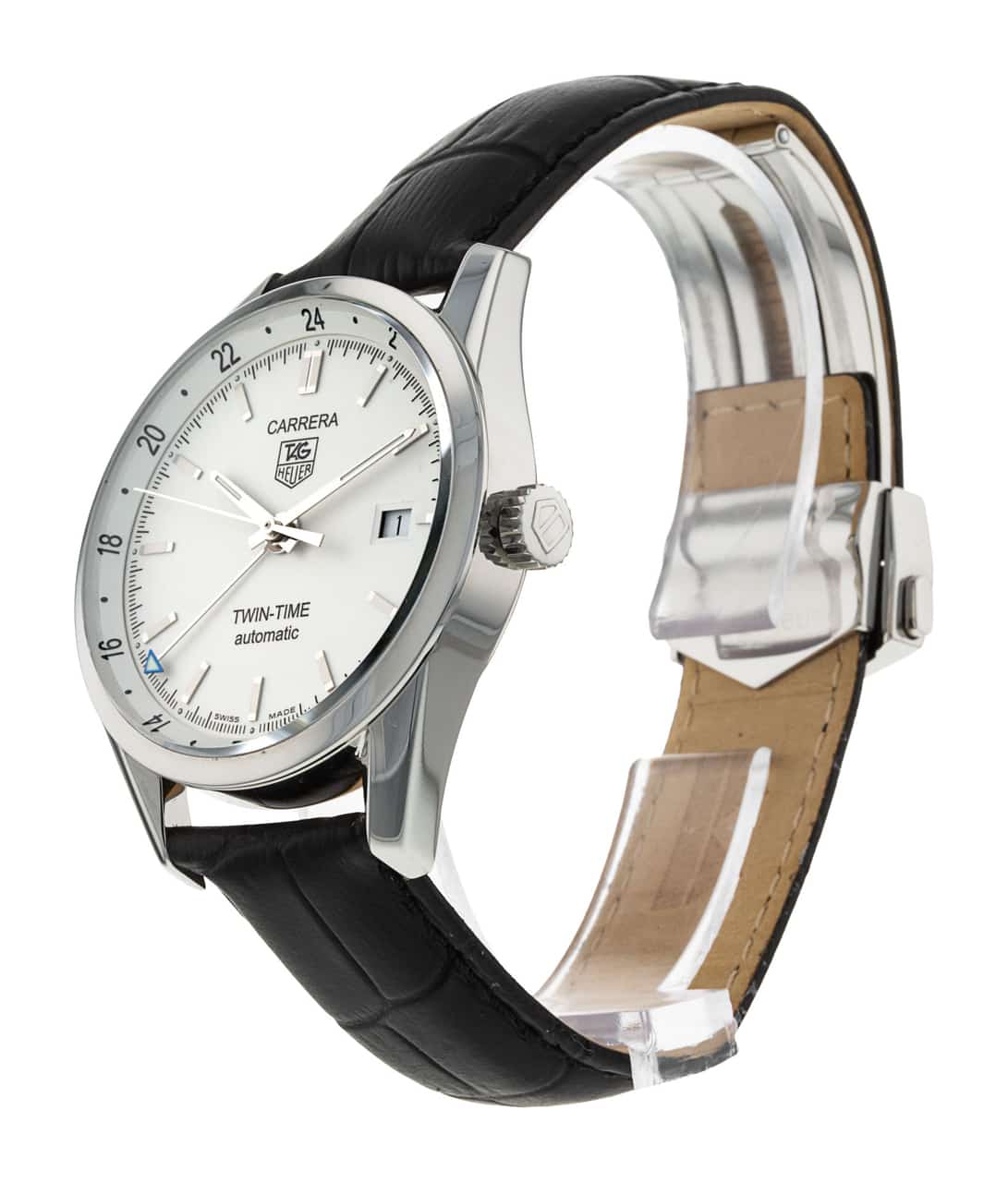 Tag Heuer Carrera Silver Baton Dial Leather Strap